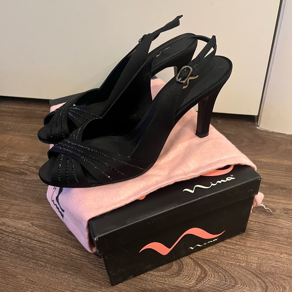 Nina Black Rhinestone Heel